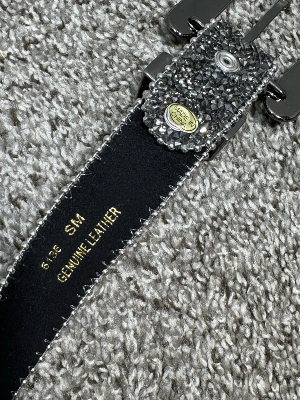 Studded Womens Genuine Leather Belt Women Small Rhinestone Silver Black Western